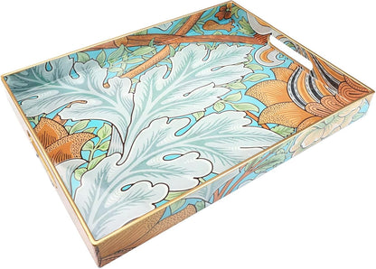 Spsyrine Serving Tray with Handles, Plastic Decorative Tray for Coffee Table, Living Room, Home Decor, Dianthus