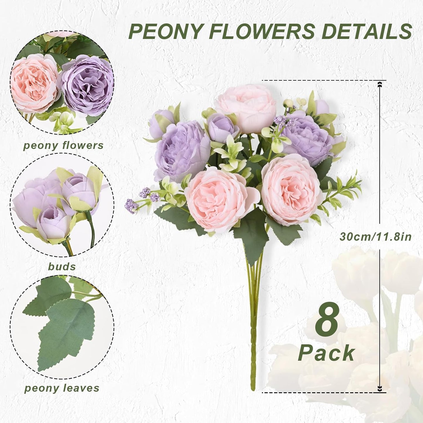 MARTINE MALL 2 Packs Peonies Artificial Flowers, Light Pink Artificial Peonies, Silk Peonies Flowers Fake Peonies Artificial Flowers Peonies Bouquet for Centerpiece Table Wedding Party Home Decor