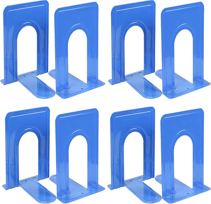 Metal Book Ends for Shelves, Book Shelf Holder Home Decorative, Book Ends for Heavy Books/Movies/CDs, Black 6.5 x 5 x 5.7 in, 4 Pair/ 8 Piece