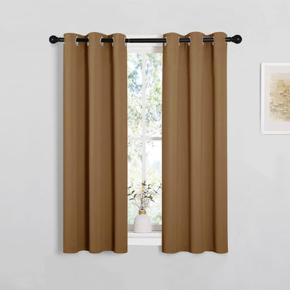 NICETOWN Halloween Pitch Black Solid Thermal Insulated Grommet Blackout Curtains/Drapes for Bedroom Window (2 Panels, 42 inches Wide by 63 inches Long, Black) - Colors A