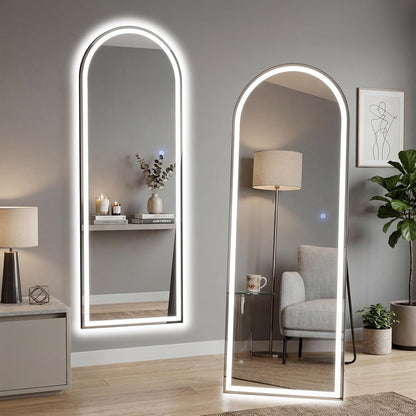 Mirror Full Length, Upgraded Body Wall Mirrors with Shatter-Proof Glass, Floor Standing, Hanging or Leaning, Tall Mirror with Stand Aluminum Alloy Frame for Bedroom
