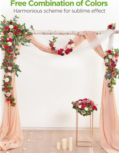 InnoGear Artificial Flowers, 50 Pcs Dark Red Foam Fake Roses Bulk with Stems for Mother's Gift Decoration Celebration DIY Wedding Bouquets Centerpieces Bridal Shower Party Christmas Tree