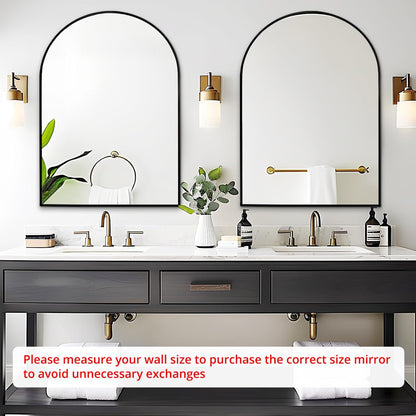 Fabuday Black Arch Bathroom Mirror for Wall - 20x28 Arched Mirror for Over Sink, Metal Framed Mirror for Hanging in Living Room, Bedroom, Entryway, Hallway
