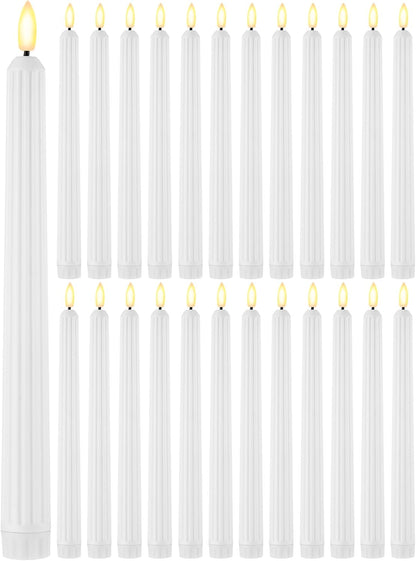 Treela 24 Pcs Flameless Taper Candles Battery Operated Bulk Fake Candles Light LED Candle Sticks Flickering Tapered for Easter Wedding Anniversary Decoration(Basic,11 Inch,Ivory)