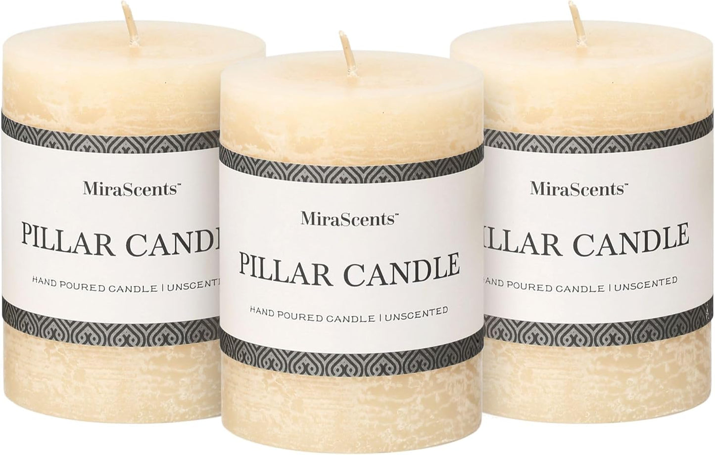 3x6 Inch Sage Green Pillar Candles Set of 3 - Unscented Spring, Long Clean Burning, Large Smokeless Dripless for Home Decor, Dinner Table, Bathroom, Rustic Decor