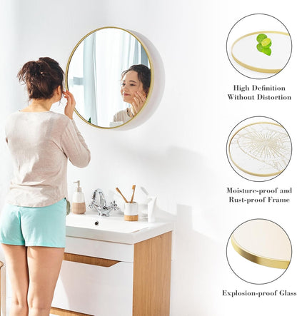 NEWBULIG Gold Round Wall Mirror 36 Inch, Bathroom Mirrors for Over Sink, Wall Decor for Bathroom, Entryway, Bedroom, Vanity