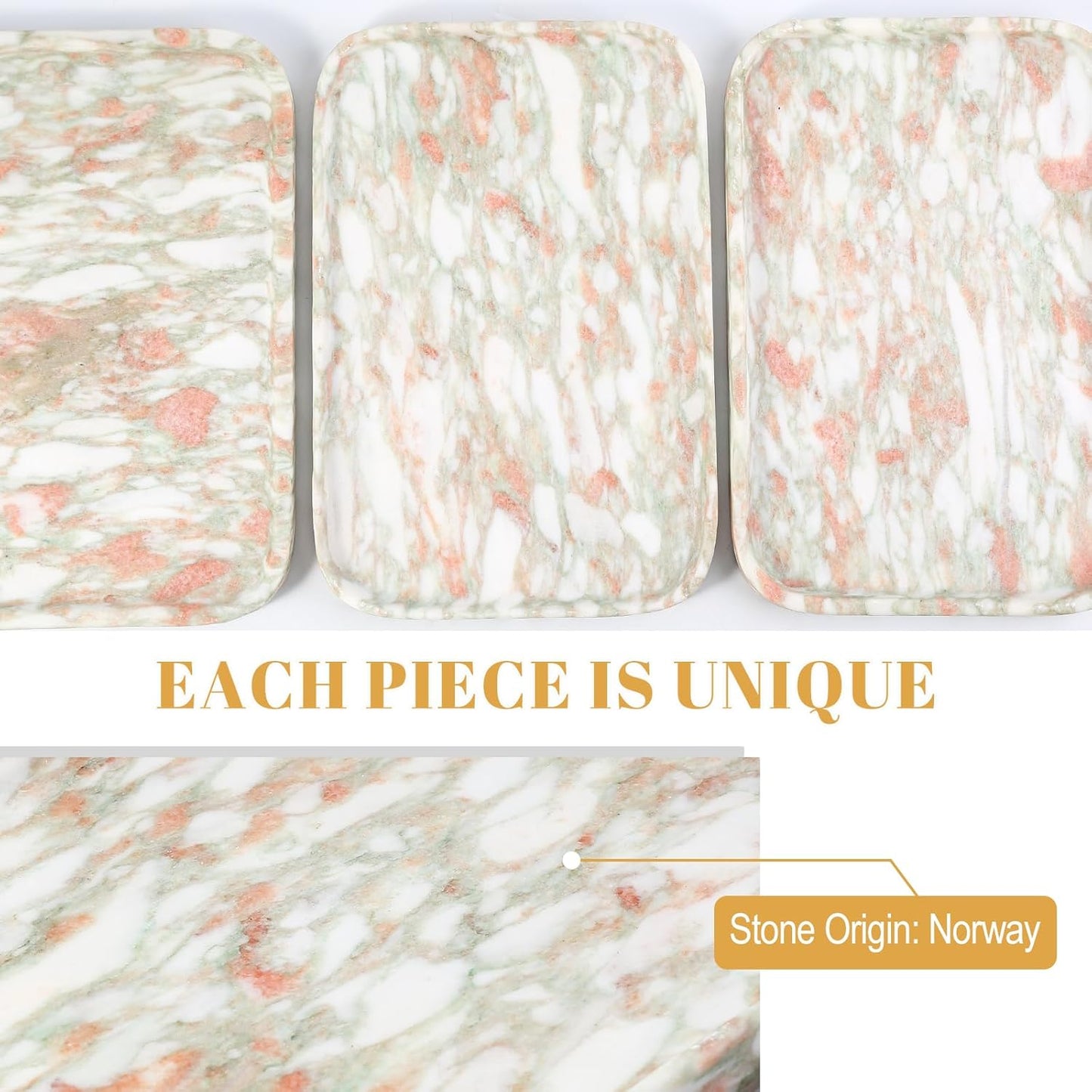 Koville Romano Travertine Tray, 12"x8" Natural Stone Vanity Tray for Countertop Bathroom Kitchen Dresser, Decorative Marble Catchall Trays for Perfume Jewelry, Rectangular Serving Tray(Beige)