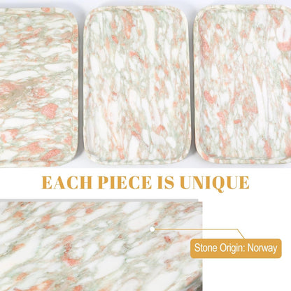 Koville Romano Travertine Tray, 12"x8" Natural Stone Vanity Tray for Countertop Bathroom Kitchen Dresser, Decorative Marble Catchall Trays for Perfume Jewelry, Rectangular Serving Tray(Beige)