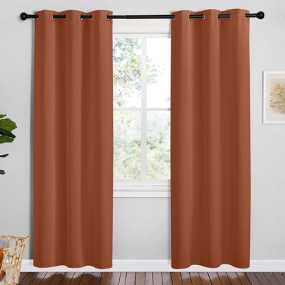 NICETOWN Halloween Pitch Black Solid Thermal Insulated Grommet Blackout Curtains/Drapes for Bedroom Window (2 Panels, 42 inches Wide by 63 inches Long, Black) - Colors B