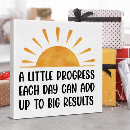 Inspirational Farmhouse Canvas Print Wall Art Decor One Small Positive Thought in the Morning Can Change Your Whole Day Sign Painting Plaque Rustic Home Decoration (8 X 8 Inches, Framed)