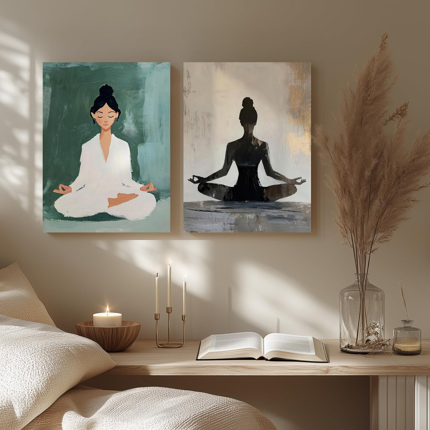 GELDSTEI Calm Zen Botanical Canvas Wall Art, White Lotus Blooming on Stones in Water Aesthetic Pictures, Yoga Spa Meditation Room Decor, Modern Spiritual Poster Prints for Zen Office Framed Set of 3, Each 12x16 Inch
