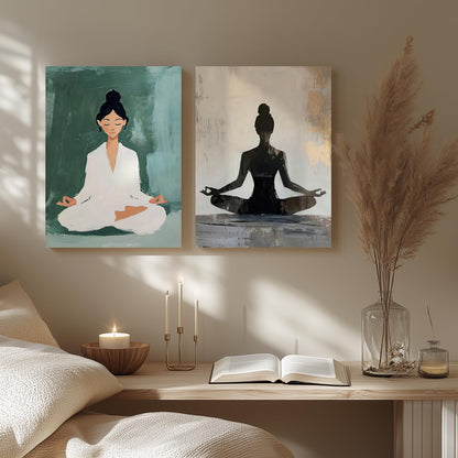 GELDSTEI Calm Zen Botanical Canvas Wall Art, White Lotus Blooming on Stones in Water Aesthetic Pictures, Yoga Spa Meditation Room Decor, Modern Spiritual Poster Prints for Zen Office Framed Set of 3, Each 12x16 Inch
