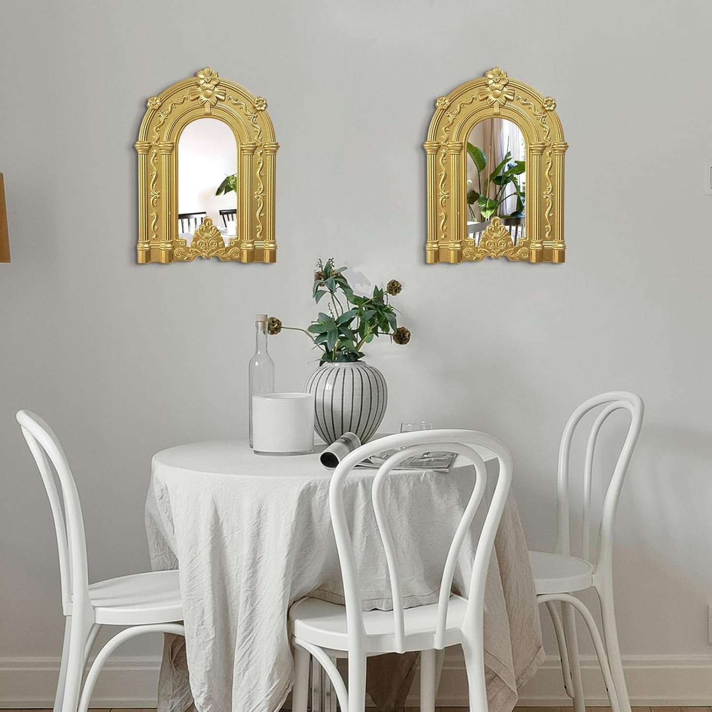 ZEXUIRU 4 Set. Rustic Wall Mirrors for Bedroom Bathroom Living Room Entryway Wood Farmhouse Square Easy to Hang Framed Decorative Accent Hanging Wall-Mounted Mirror Set for Living Room - Black