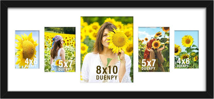 DUENPY 14x26 Collage Picture Frame 4x6 Collage Picture Frame Displays Twelve 4x6 inch Photos Available Horizontal Wall Mounting Display and Vertical Black - Colors B