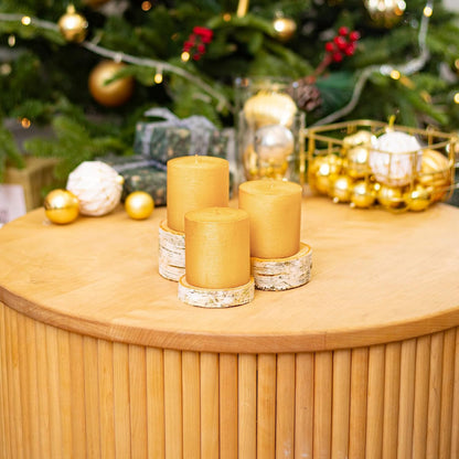 CANDWAX 3x4 inch Pillar Candles Set of 3 – Unscented Dripless Rustic Dark Blue Candles for Room Decor, Weddings, Centerpieces