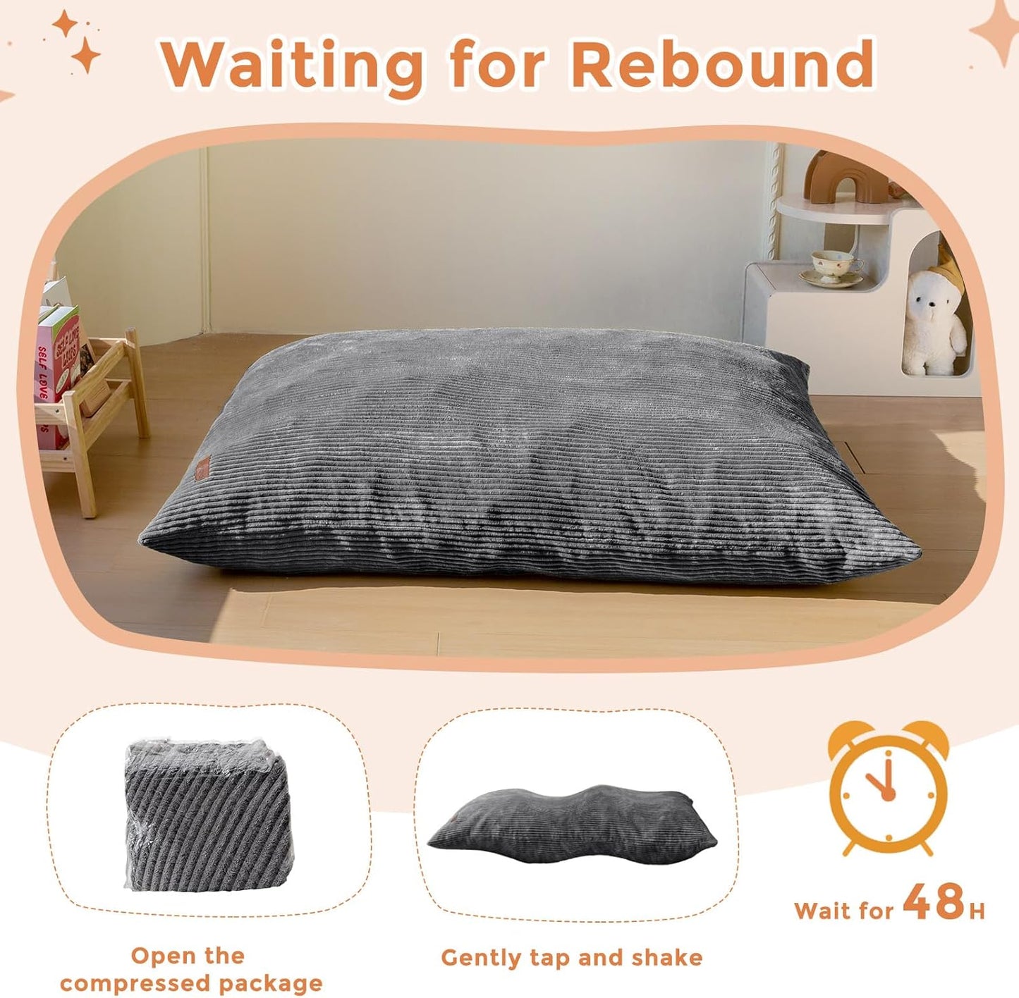 MAXYOYO 3 in 1 Kids Bean Bag Chair Couch, Convertible Chair Folds from Bean Bag to Lounger, Child Floor Sofa for Gaming, Reading, Floor Mattress with High-Density Foam Filling