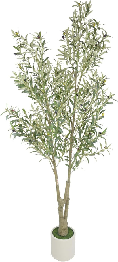 Faux Olive Tree, 5FT Artificial Olive Trees with Lifelike Olive Branches and Fruits, Fake Floor Plants with Pot for Indoor Home Office Living Room Outdoor Decor
