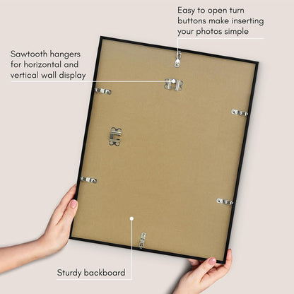 Americanflat 24x36 Poster Frame with Polished Plexiglass - Streamline Collection - Thin Border Picture Frame for Wall Display - Hanging Hardware Included - Black - Colors C