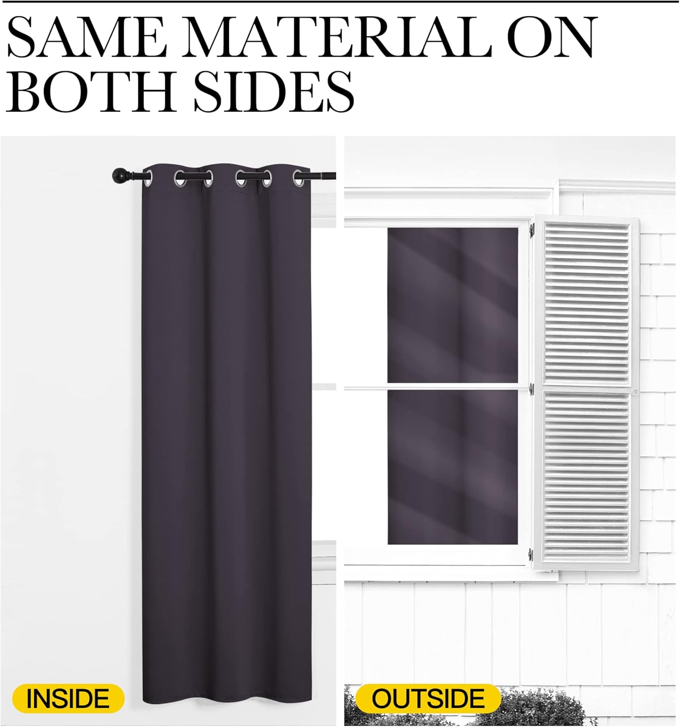 NICETOWN Halloween Pitch Black Solid Thermal Insulated Grommet Blackout Curtains/Drapes for Bedroom Window (2 Panels, 42 inches Wide by 63 inches Long, Black) - Colors D