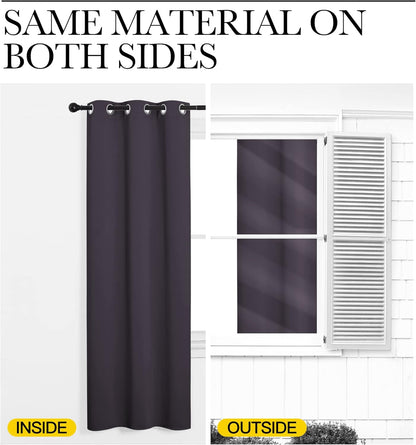 NICETOWN Halloween Pitch Black Solid Thermal Insulated Grommet Blackout Curtains/Drapes for Bedroom Window (2 Panels, 42 inches Wide by 63 inches Long, Black) - Colors D