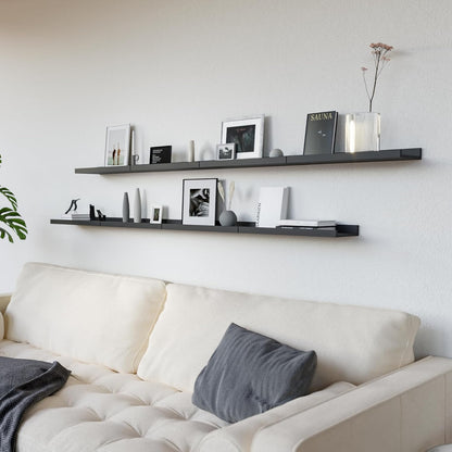 RICHER HOUSE 5 Set Floating Wall Mounted Shelves, Black Shelves for Wall Decor, Modern Picture Ledge Shelf with Lip for Storage, Nursery, Bedroom, Living Room, Bathroom - Black