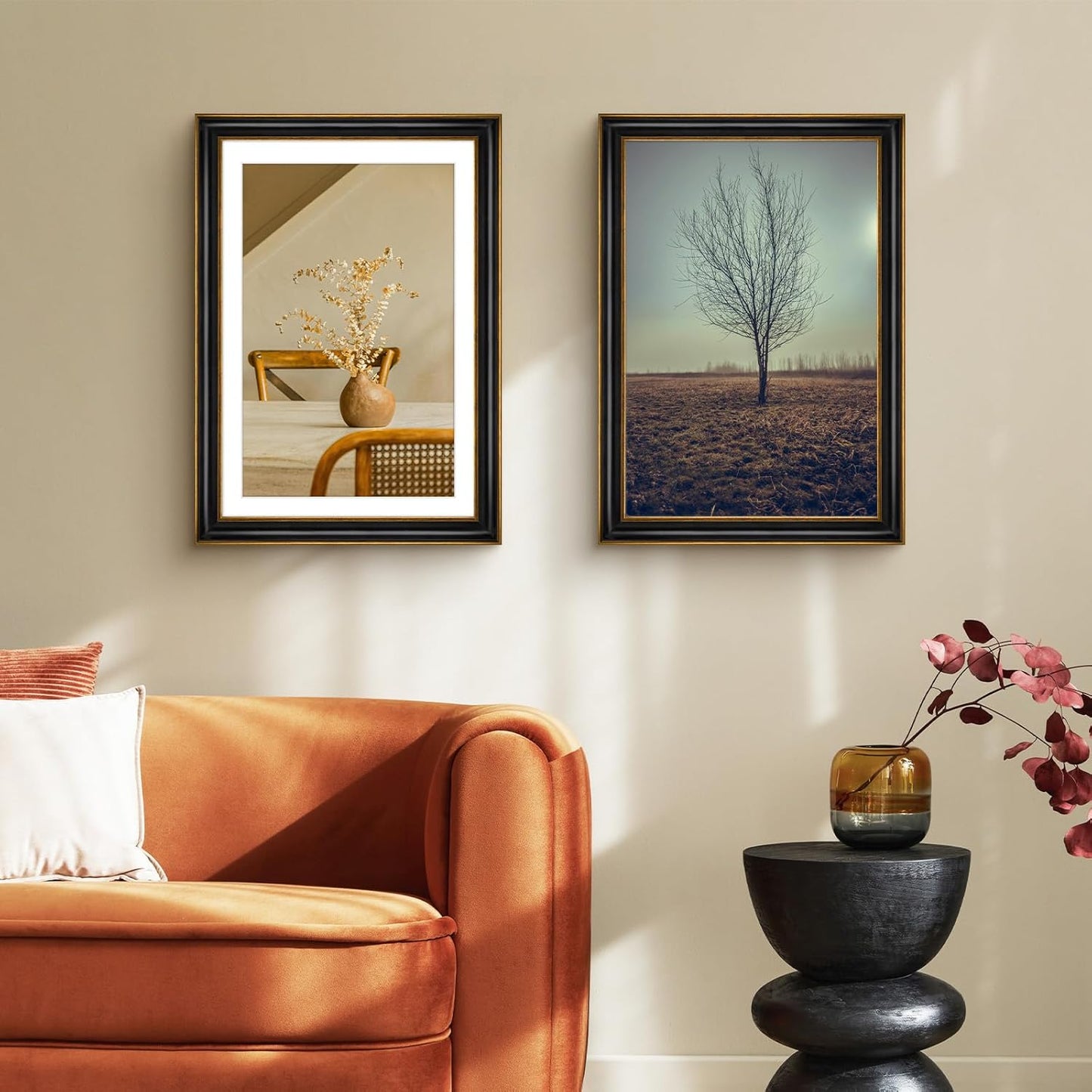 Golden State Art, 11x14 Photo Frame with Mat for Pictures 8x10 and Real Glass (Dark Gold Brown & Bronze Pewter Panel with White Color Mat, 1.25 Inch Frame Border)