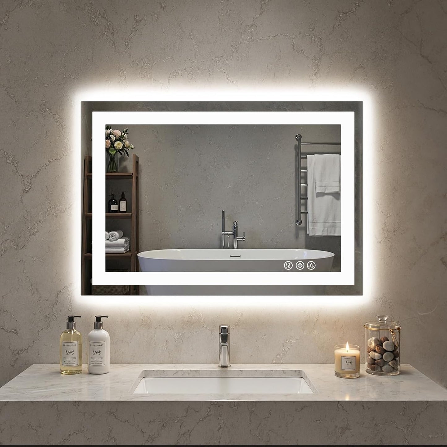 NEWBULIG 20IN Round Bathroom Wall Mirror, Modern Vanity Mirrors for Over Sink, HD Glass Decorative for Entryway, Bedroom & Living Room, Gold