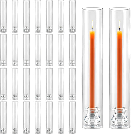 20 Pack Glass Hurricane Candle Holders 12.6" Open Ended Candlestick Holder Tubes Clear Bottomless Cylinders Suitable Taper LED Candles for Wedding Party Christmas Table Centerpiece Decor