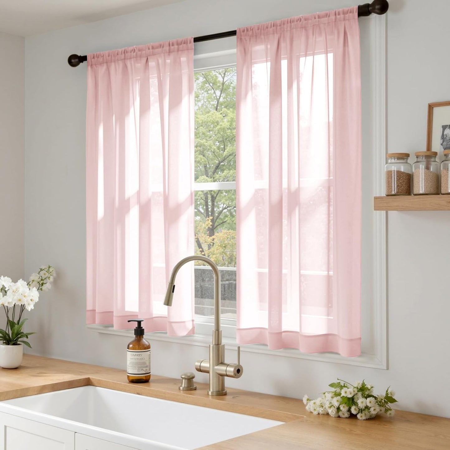 MIULEE White Sheer Curtains 84 Inches Long, 4 Panels Set, Light Filtering Rod Pocket Voile Drapes for Living Room and Bedroom, Airy Soft Fabric Window Treatments, 42 x 84 Inches