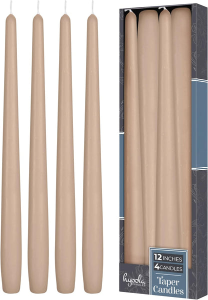 Hyoola Tall Taper Candles - 10 Inch Metallic Gold Unscented Dripless Taper Candles - 8 Hour Burn Time - 4 Pack