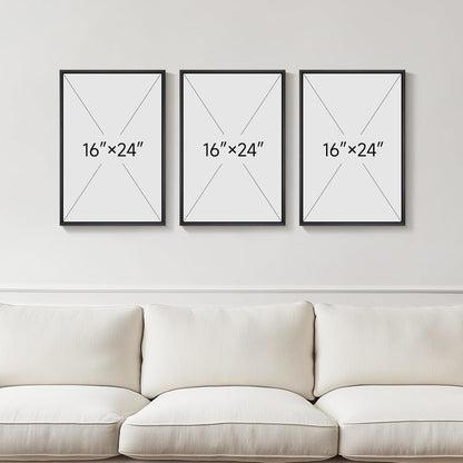 Large Framed Neutral Abstract Wall Art for Living Room, 3 Piece Modern Canvas Prints Paintings Artwork for Walls, Black and Beige Pictures for Living Room Hallway Stair Office Wall Decor 24x36 Inch