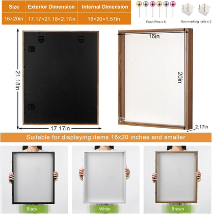 8x10 Deep Shadow Box Picture Frame Display Case with Linen Back and Stand,Real Glass Black Shadow Memory Box Frame 8x10 for Flower Baby Pet Wedding Photo Art Craft Memorial Wall Decor Gift