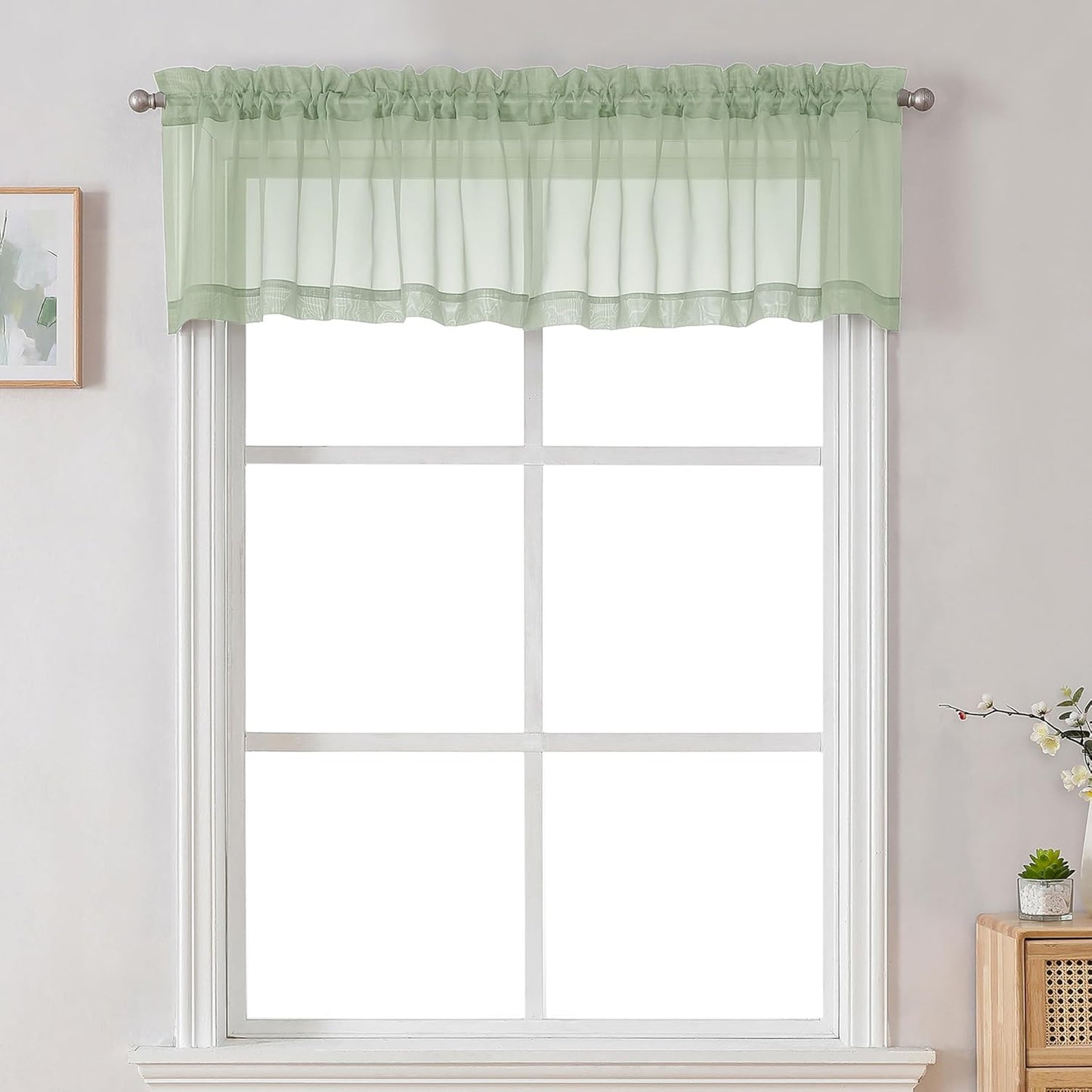 Chyhomenyc Sheer White Valances for Windows 2 Pack, Small Window Curtains for Living Room Bathroom Cafe Laundry Basement, Modern Top Dual Rod Pocket Voile Curtain, 42W x 14L inches, White - Colors B