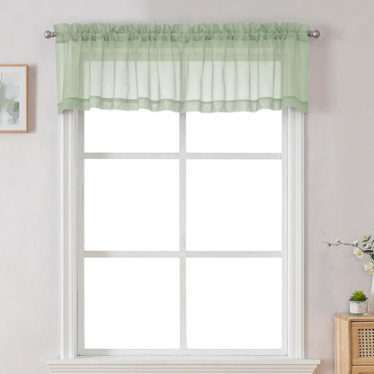 Chyhomenyc Sheer White Valances for Windows 2 Pack, Small Window Curtains for Living Room Bathroom Cafe Laundry Basement, Modern Top Dual Rod Pocket Voile Curtain, 42W x 14L inches, White - Colors B