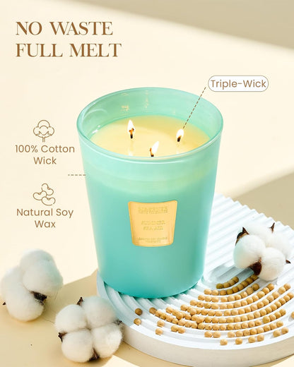 M&SENSE Jasmine Candles Highly Scented 3 Wick 35oz 150 Hours Burn Extra Large Jar Candles for Women, Natural Soy Wax Aromatherapy Candle for Stress Relief, Meditation, Yoga, Spa - Colors B