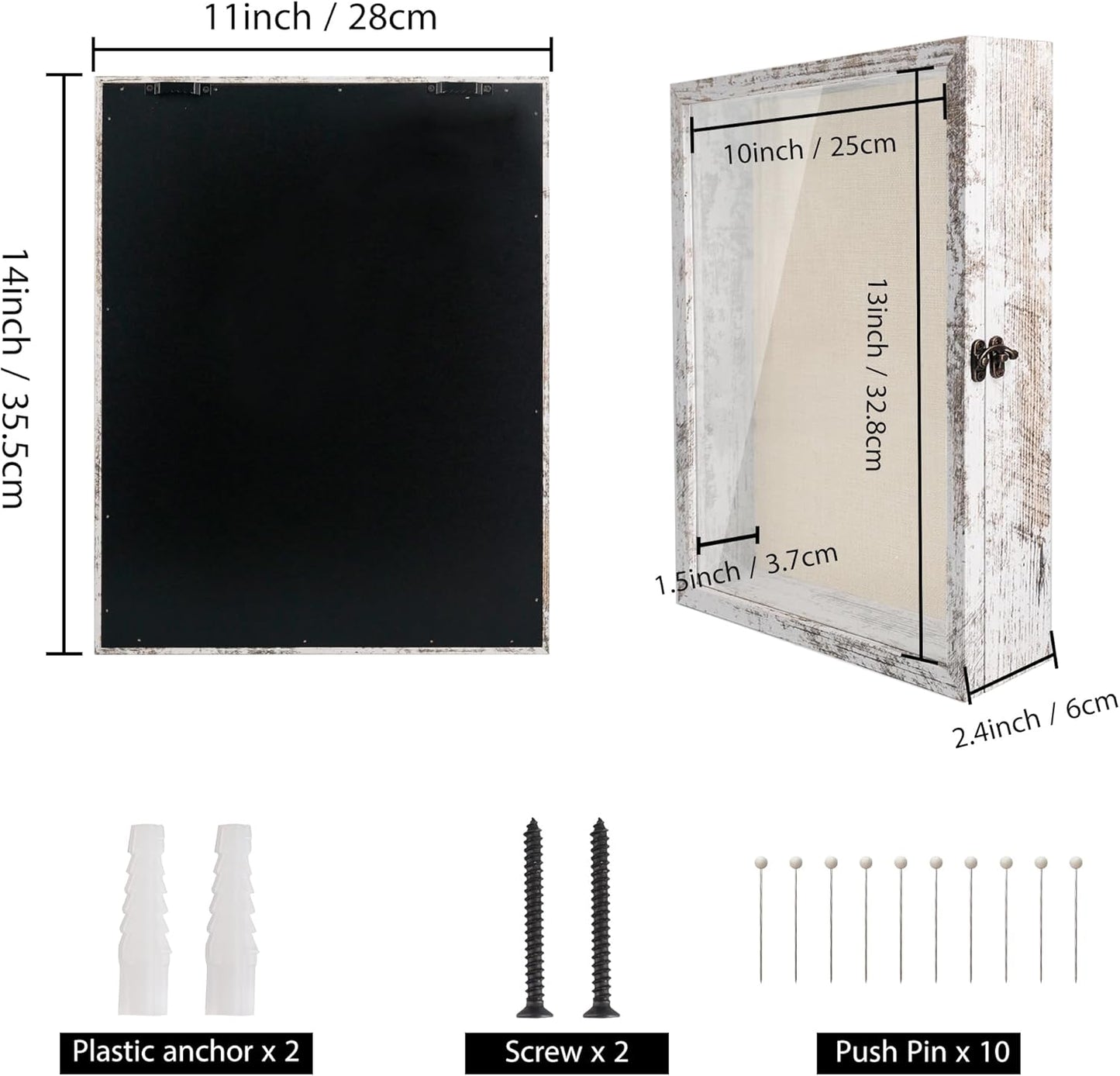 GraduatePro Shadow Box Frame 11x14 Display Case with Linen Back, Real Glass Window Door with Hinge, Picture Frame Wedding Bouquet Memorabilia Medals Photos Memory Box for Keepsakes, Carbonized Black