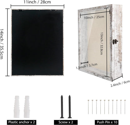 GraduatePro Shadow Box Frame 11x14 Display Case with Linen Back, Real Glass Window Door with Hinge, Picture Frame Wedding Bouquet Memorabilia Medals Photos Memory Box for Keepsakes, Carbonized Black
