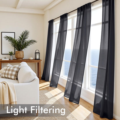 MIULEE White Sheer Curtains 84 Inches Long, 4 Panels Set, Light Filtering Rod Pocket Voile Drapes for Living Room and Bedroom, Airy Soft Fabric Window Treatments, 42 x 84 Inches
