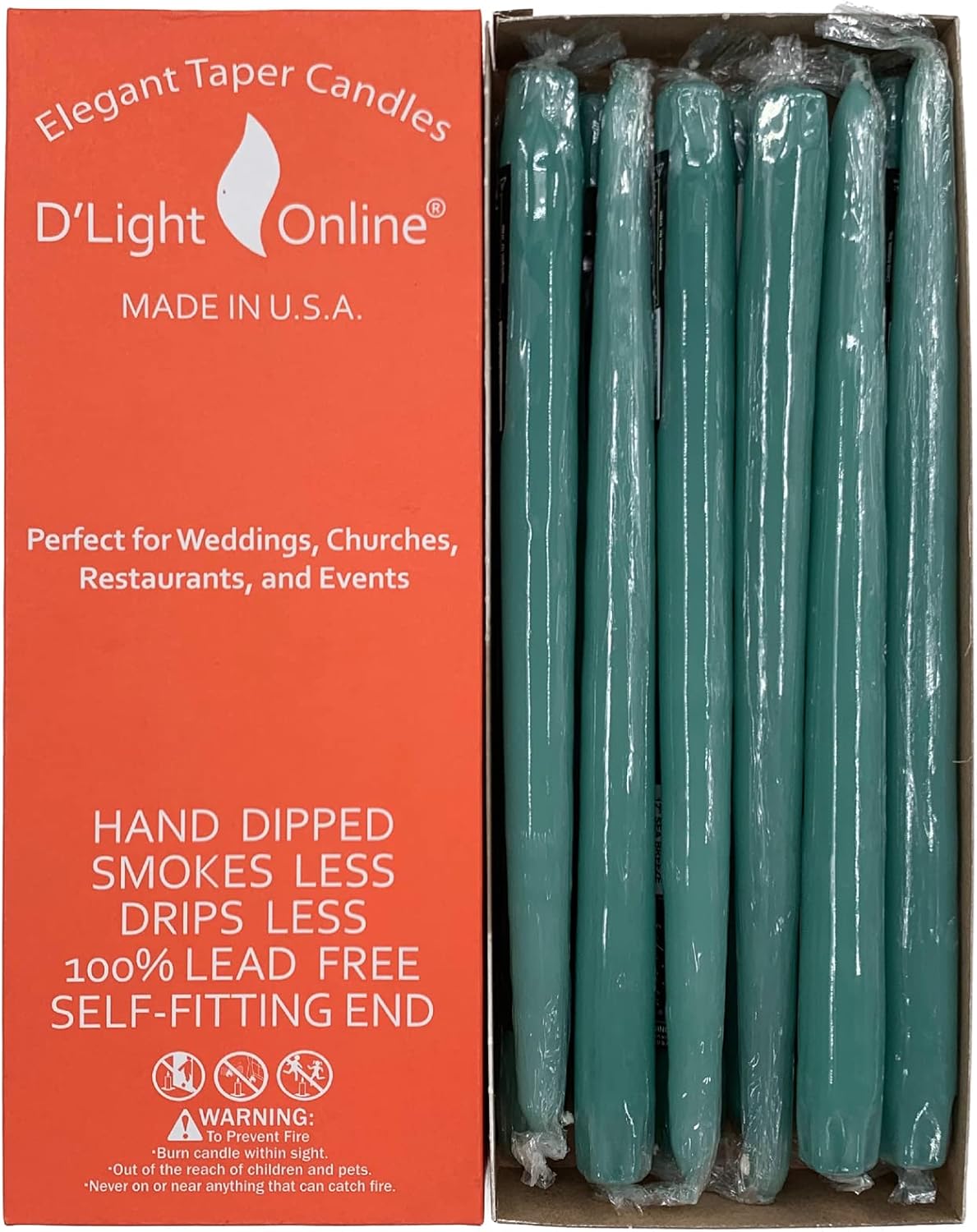 D'light Online White Taper Candles, 10 Inch Premium Quality Candles Hand-Dipped Tapered Candles, Dripless, Smokeless and Unwrapped Bulk Pack for Events - Set of 12 (10 Inch, White)