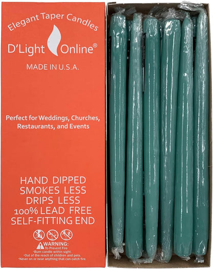D'light Online White Taper Candles, 10 Inch Premium Quality Candles Hand-Dipped Tapered Candles, Dripless, Smokeless and Unwrapped Bulk Pack for Events - Set of 12 (10 Inch, White)