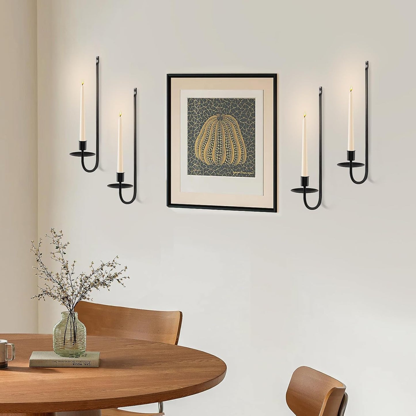 Candle Sconces Set of 2, Taper & Pillar Wall Candle Holder, 13.2 Inch Black Wall Sconces Set of Two, Decor for Entryway, Stair Corner, Living Room, Gifts for Men Women Mom or Dad