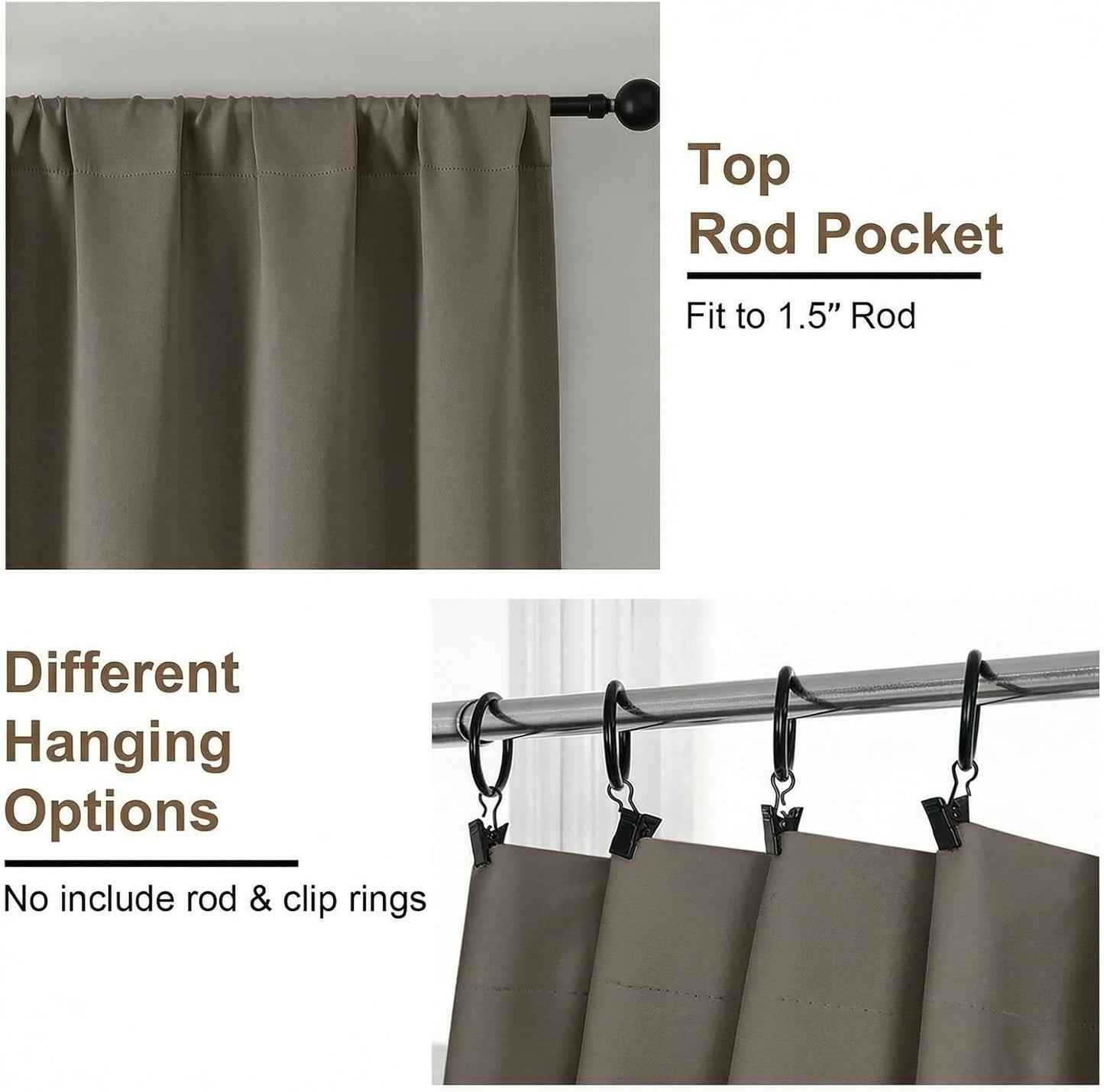 Simplebrand Ava Sage Green Blackout Curtains for Bedroom 63 Inch Length 2 Panels Set, Solid Thermal Insulated Energy Saving Rod Pocket Window Treatment Curtains Blackout Drapes, W40 x L63 Inch, Sage - Colors A
