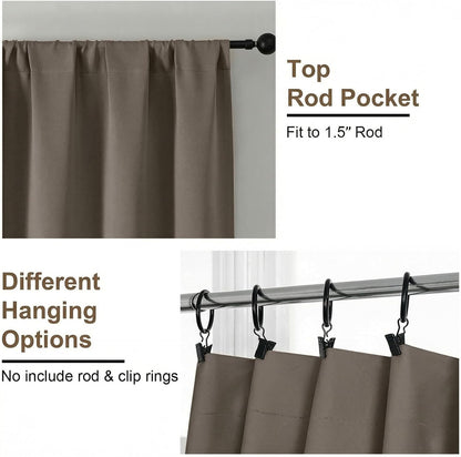Simplebrand Ava Sage Green Blackout Curtains for Bedroom 63 Inch Length 2 Panels Set, Solid Thermal Insulated Energy Saving Rod Pocket Window Treatment Curtains Blackout Drapes, W40 x L63 Inch, Sage - Colors A