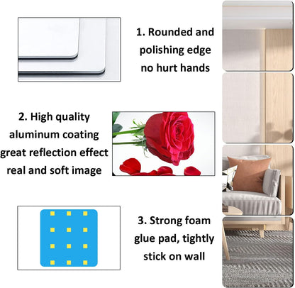 12'' Round Wall Mirror Tiles High Clear Reflecticon Self Adhesive Acrylic Mirror Sheets Circle Stickers for Bathroom, Bedroom, Door, Home Decor