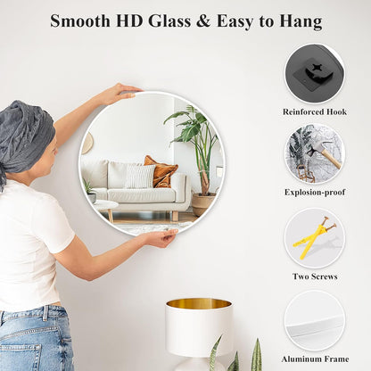 Fabuday Black Circle Mirror for Wall 20 inch - Round Mirrors for Bathroom, Entryway, Living Room, Hallway, Bedroom Decor, Small Matte Framed