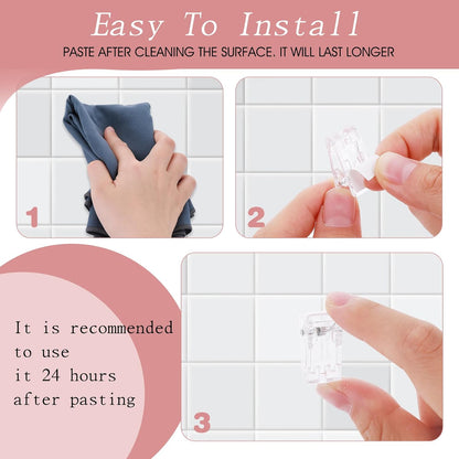 15 Pcs Tapestry Hanging Clips, Self-Adhesive Spring Clips for Poster, Blanket, Shower Curtain, Wall Flag (Clear)