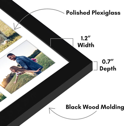Americanflat 4x6 Collage Picture Frame with Polished Plexiglass - Multi Picture Frames Fit Sixteen 4x6 Photos or Use as One 18x26 Poster Frame for Wall Display - Signature Collection - Black