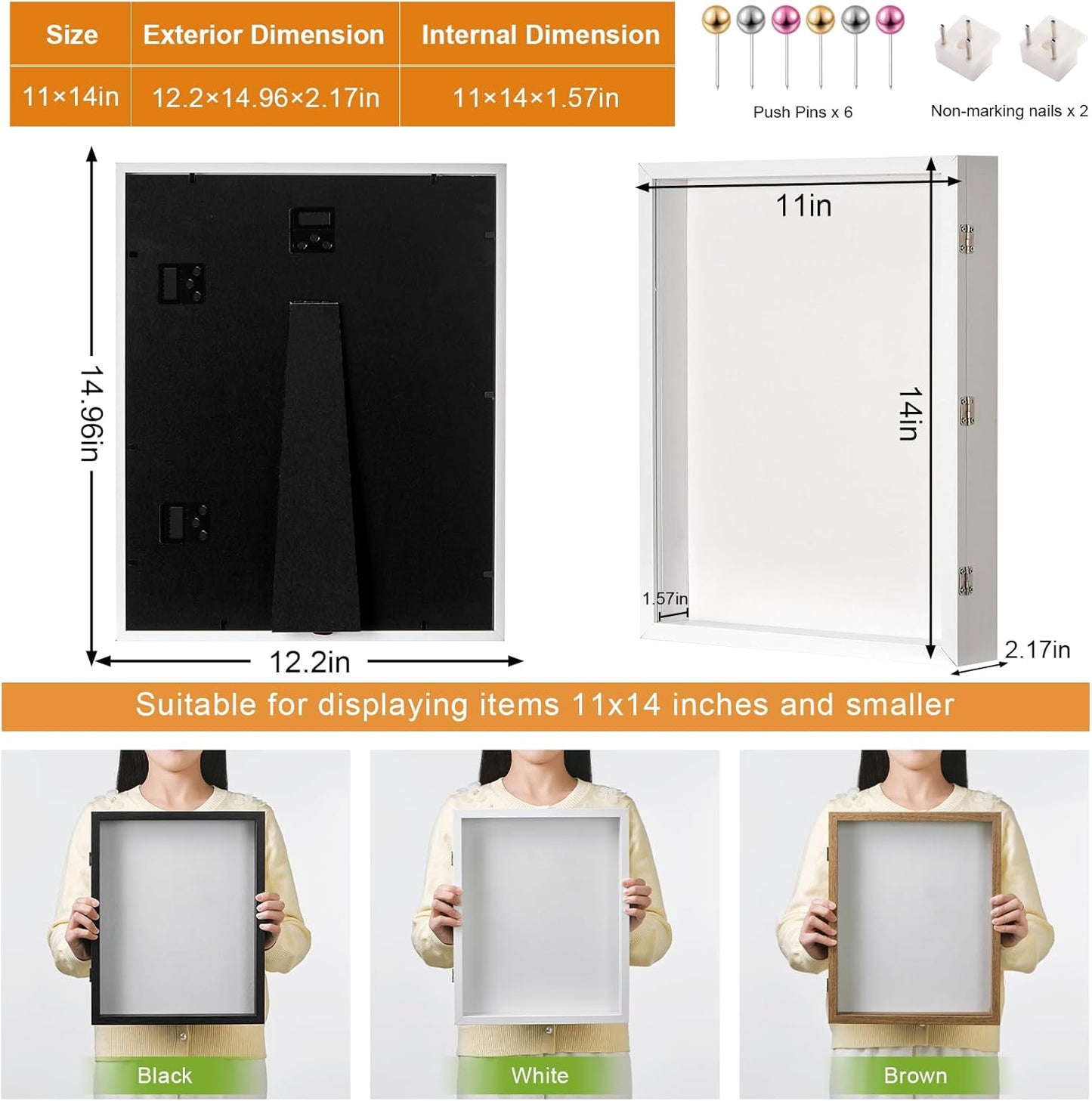 8x10 Deep Shadow Box Picture Frame Display Case with Linen Back and Stand,Real Glass Black Shadow Memory Box Frame 8x10 for Flower Baby Pet Wedding Photo Art Craft Memorial Wall Decor Gift