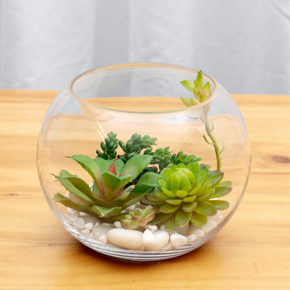 WGV Bowl Glass Vase, Diameter 6", Height 4.5", Open Width 4", (Multiple Sizes Choices) Clear Bubble Planter Terrarium Fish Bowl for Wedding Event Home Decor, 1 Piece (VBW0006A)
