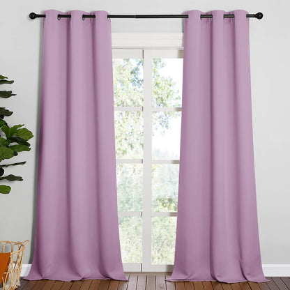 NICETOWN Halloween Pitch Black Solid Thermal Insulated Grommet Blackout Curtains/Drapes for Bedroom Window (2 Panels, 42 inches Wide by 63 inches Long, Black) - Colors B